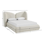 Elowen Chenille Fabric Upholstered King Bed in Cream