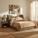 Elowen Chenille Fabric Upholstered Queen Bed in Brown
