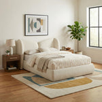 Elowen Chenille Fabric Upholstered Queen Bed in Cream
