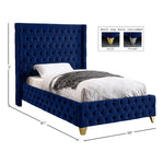 Savan Velvet Upholstered Twin Bed in Navy