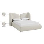 Elowen Chenille Fabric Upholstered Queen Bed in Cream