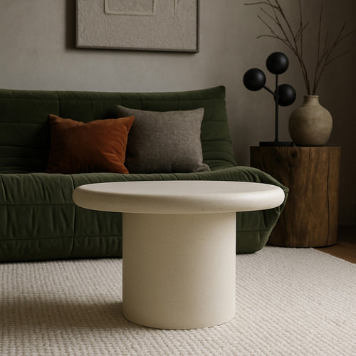 Emara Concrete And Fiberglass Indoor / Outdoor Coffee Table in Cream