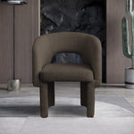 Emmet Boucle Fabric Upholstered Dining / Accent Chair in Brown