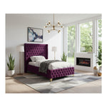Savan Velvet Upholstered Twin Bed in Purple