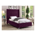 Savan Velvet Upholstered Twin Bed in Purple