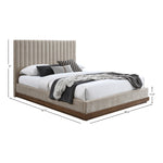 Emmet Chenille Fabric Upholstered King Bed (3 Boxes) in Beige