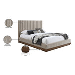Emmet Chenille Fabric Upholstered King Bed (3 Boxes) in Beige