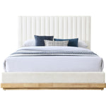 Emmet Chenille Fabric Upholstered Queen Bed (3 Boxes) in Cream