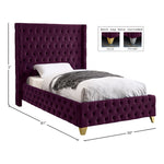 Savan Velvet Upholstered Twin Bed in Purple