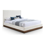 Emmet Chenille Fabric Upholstered Queen Bed (3 Boxes) in Cream