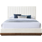 Emmet Chenille Fabric Upholstered Queen Bed (3 Boxes) in Cream