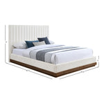 Emmet Chenille Fabric Upholstered Queen Bed (3 Boxes) in Cream