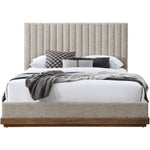 Emmet Chenille Fabric Upholstered Queen Bed (3 Boxes) in Beige