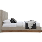 Emmet Chenille Fabric Upholstered Queen Bed (3 Boxes) in Beige