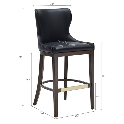 Blair Wood Upholstered Barstool in Black