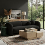 Emory 89" Boucle Fabric Upholstered Sofa in Black