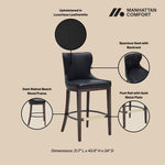 Blair Wood Upholstered Barstool in Black