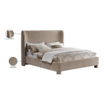 Penny Chenille Fabric Upholstered King Bed in Beige