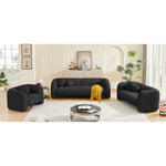 Emory 89" Boucle Fabric Upholstered Sofa in Black