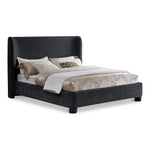 Penny Chenille Fabric Upholstered King Bed in Black