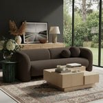 Emory 89" Boucle Fabric Upholstered Sofa in Brown