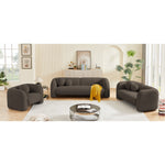 Emory 89" Boucle Fabric Upholstered Sofa in Brown