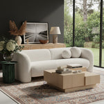 Emory 89" Boucle Fabric Upholstered Sofa in Cream
