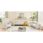 Emory 89" Boucle Fabric Upholstered Sofa in Cream