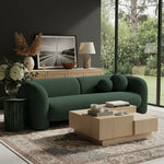 Emory 89" Boucle Fabric Upholstered Sofa in Green