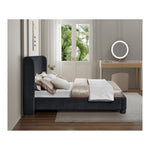 Penny Chenille Fabric Upholstered King Bed in Black