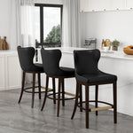 Blair Wood Upholstered Barstool in Black
