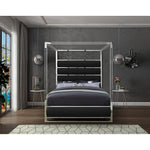 Encore Vegan Leather Upholstered King Bed (4 Boxes) in Black