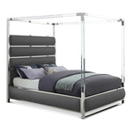 Encore Vegan Leather Upholstered King Bed (4 Boxes) in Grey