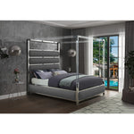 Encore Vegan Leather Upholstered King Bed (4 Boxes) in Grey
