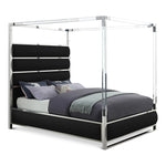 Encore Vegan Leather Upholstered Queen Bed (4 Boxes) in Black