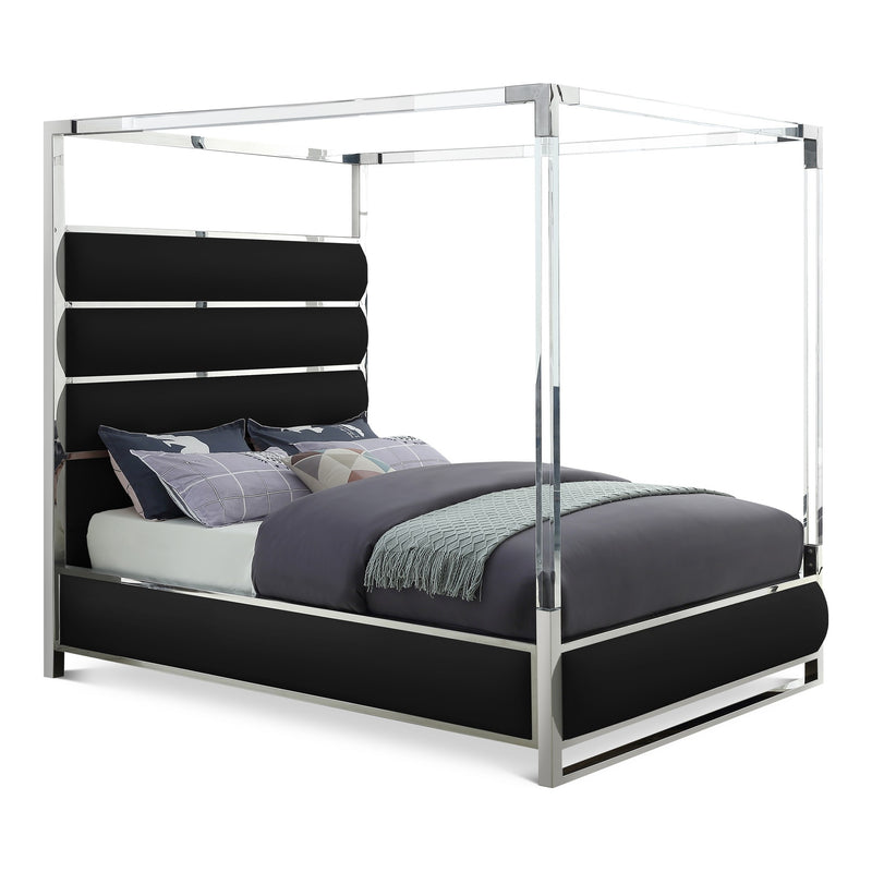 Encore Vegan Leather Upholstered Queen Bed (4 Boxes) in Black