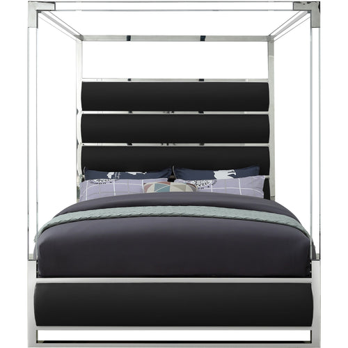 Encore Vegan Leather Upholstered Queen Bed (4 Boxes) in Black