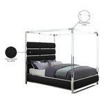 Encore Vegan Leather Upholstered Queen Bed (4 Boxes) in Black