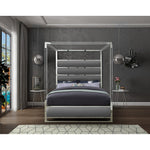 Encore Vegan Leather Upholstered Queen Bed (4 Boxes) in Grey