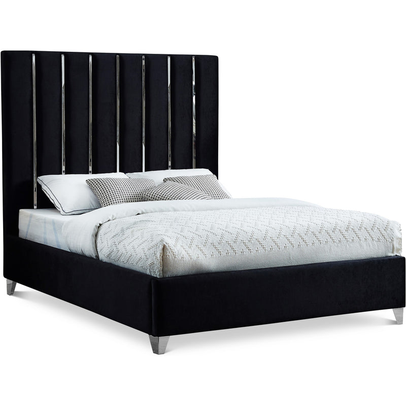 Enzo Velvet Upholstered King Bed in Black
