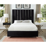 Enzo Velvet Upholstered King Bed in Black