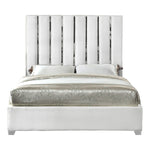 Enzo Velvet Upholstered King Bed in White