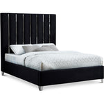 Enzo Velvet Upholstered Queen Bed in Black