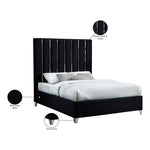 Enzo Velvet Upholstered Queen Bed in Black