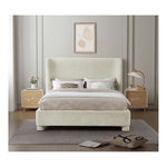 Penny Chenille Fabric Upholstered King Bed in Cream