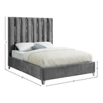 Enzo Velvet Upholstered Queen Bed in Grey