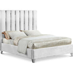 Enzo Velvet Upholstered Queen Bed in White