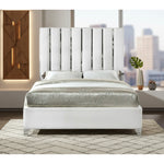 Enzo Velvet Upholstered Queen Bed in White