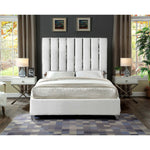 Enzo Velvet Upholstered Queen Bed in White