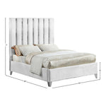 Enzo Velvet Upholstered Queen Bed in White